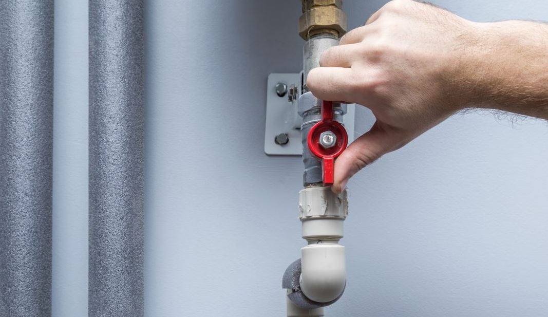 Main water shutoff valve on a household water pipe